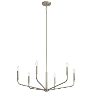 Madden 32" 6-Light Chandelier, Brushed Nickel Finish