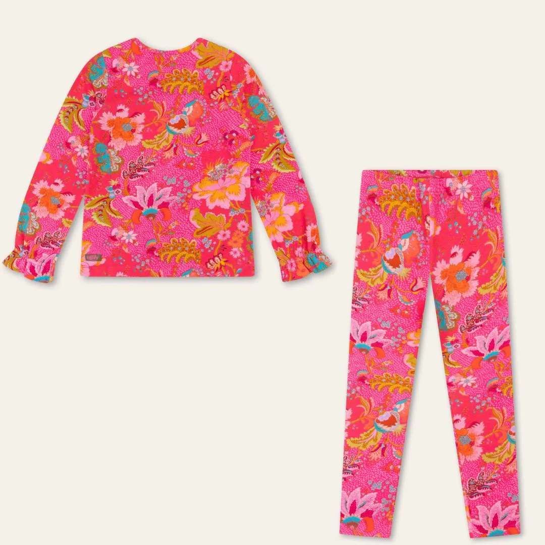 AW24 Oilily Girls Peppy Pink Paisley Flowers Leggings