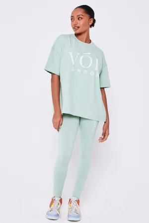 Colindale Co-ord Tee and Legging - Slit Green