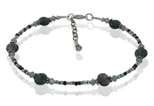 Green Labradorite Gemstone Beaded Anklet