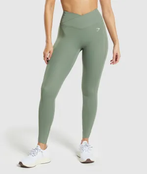 Gymshark Crossover Leggings - Unit Green