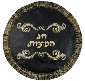 Leather Matzah Cover with Double Swirl Design MA180-BK