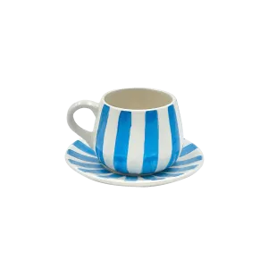 Light Blue Stripes Coffee Cup & Saucer