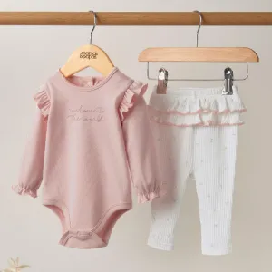 Mamas and Papas Pink Bodysuit & Leggings - 2 Piece Set