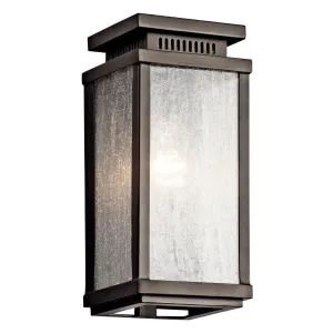 Manningham 11 In 1-Light Outdoor Wall Light with Clear Seeded Glass, Bronze Finish