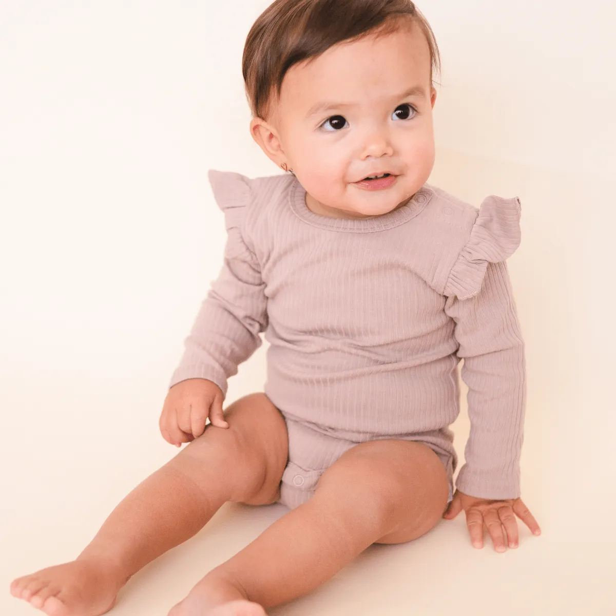 Organic Ribbed Cotton Frill Bodysuit