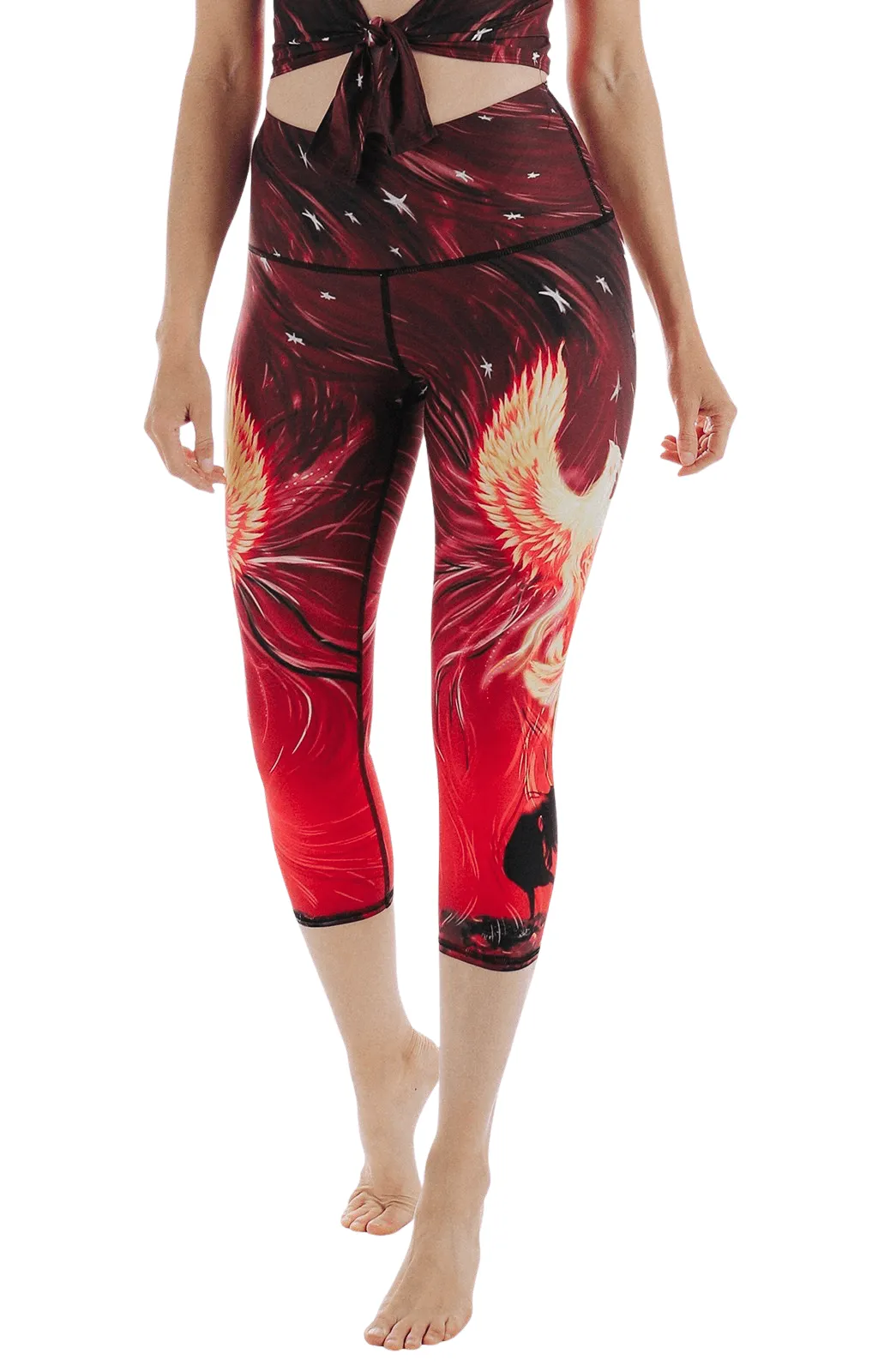 Phoenix Rising Printed Yoga Crops