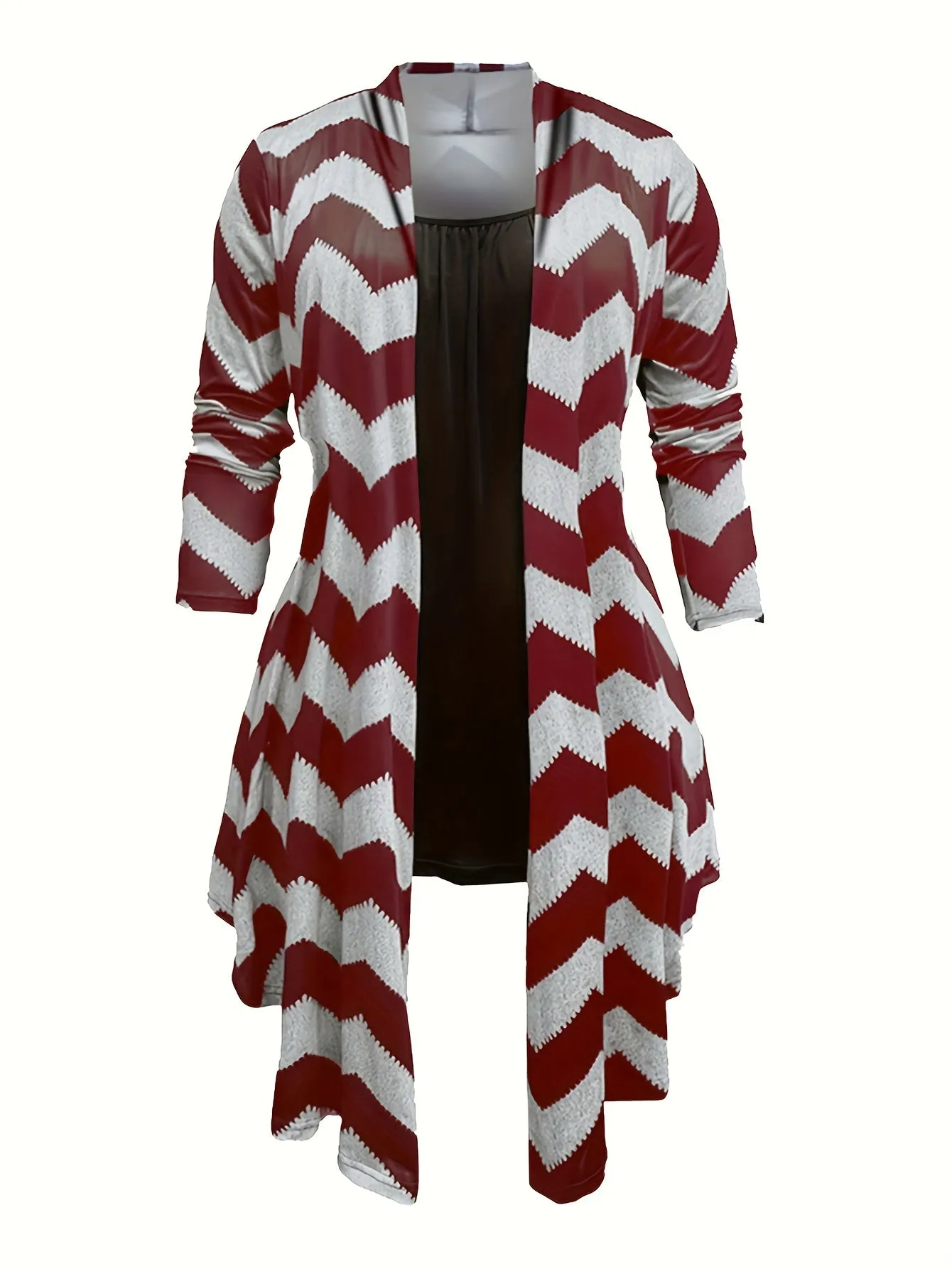 Plus Size Three-Piece Set - Shawl Collar Coat, Cami Top & Leggings for Effortlessly Stylish Women