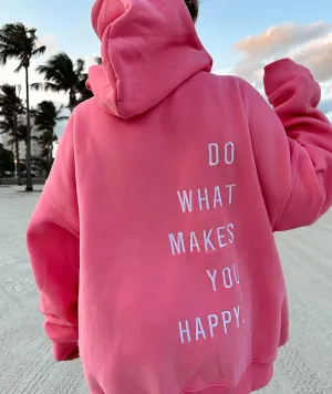 Sunkissed Coconut Juniors Embroidered Do What Makes You Happy Hoodie