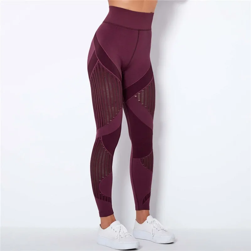 Trendy Mesh High Waist Seamless Leggings