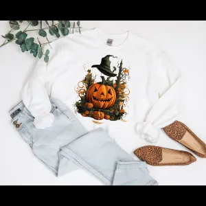 Vintage Halloween Crewneck Sweatshirt with Classic Halloween Graphic - Retro Spooky Vibes!