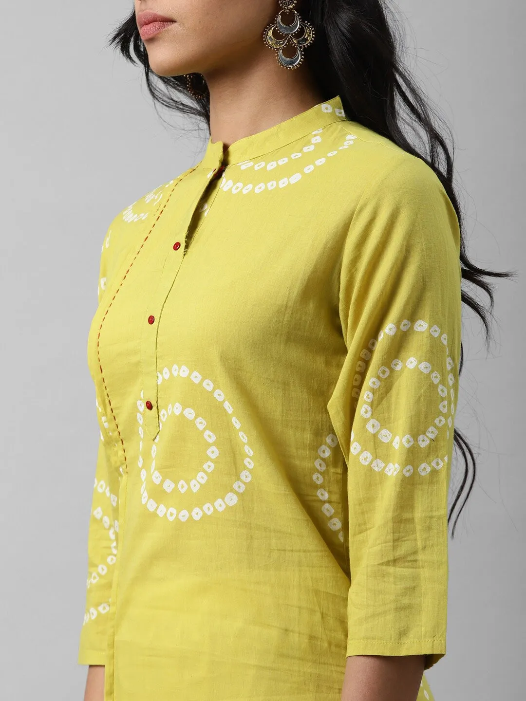 Women Lime Green Printed Kurta