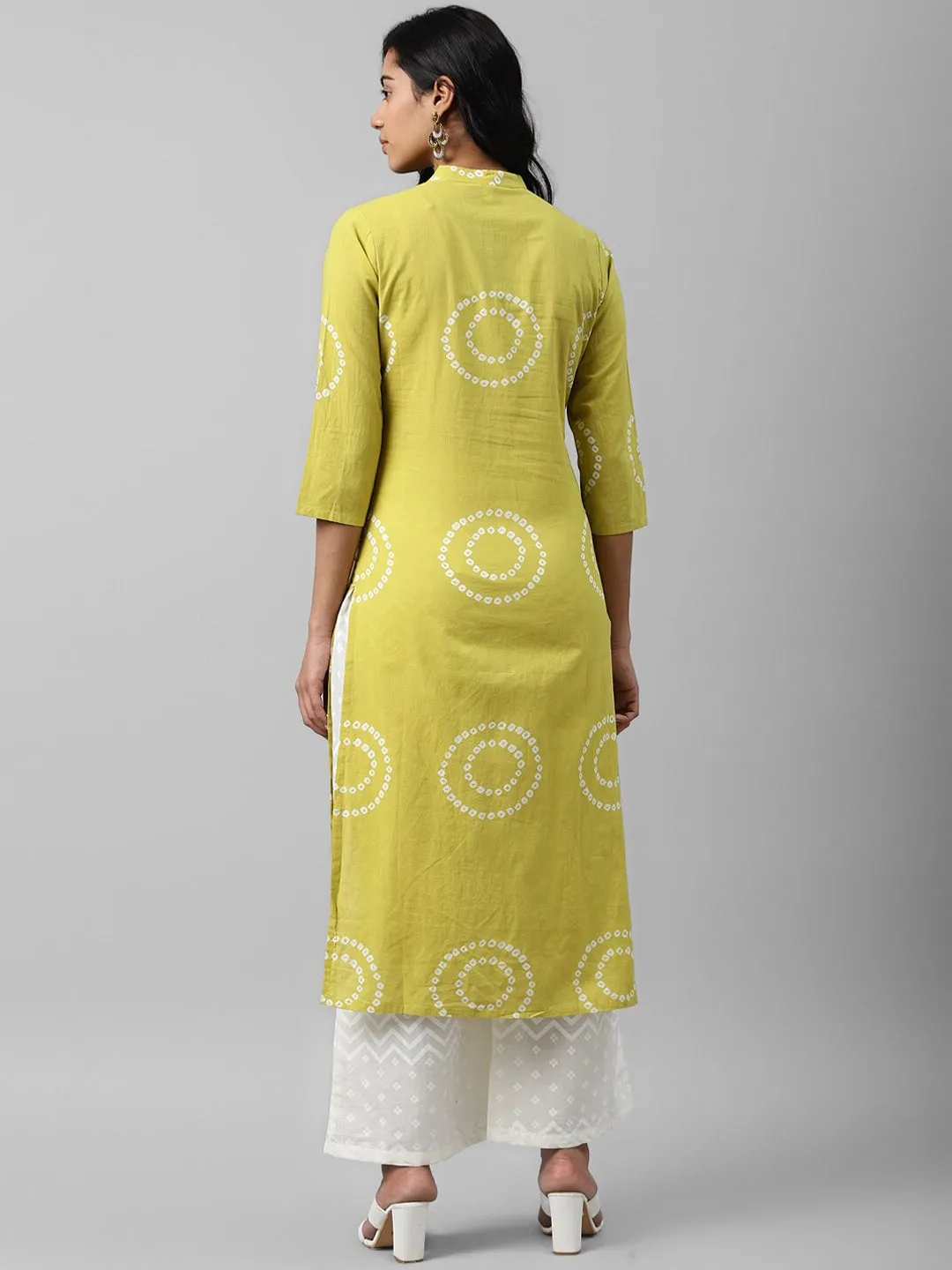 Women Lime Green Printed Kurta