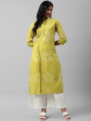 Women Lime Green Printed Kurta